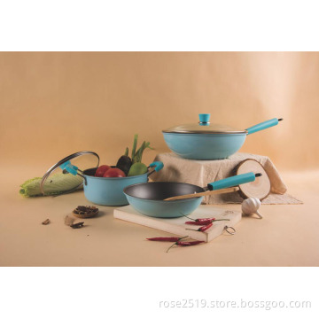China Manufa&simg; Tures Kit&simg; Henware 5PCS &simg; Arbon Steel Iron Non-Sti&simg; K Cookware Set with Glass Lid